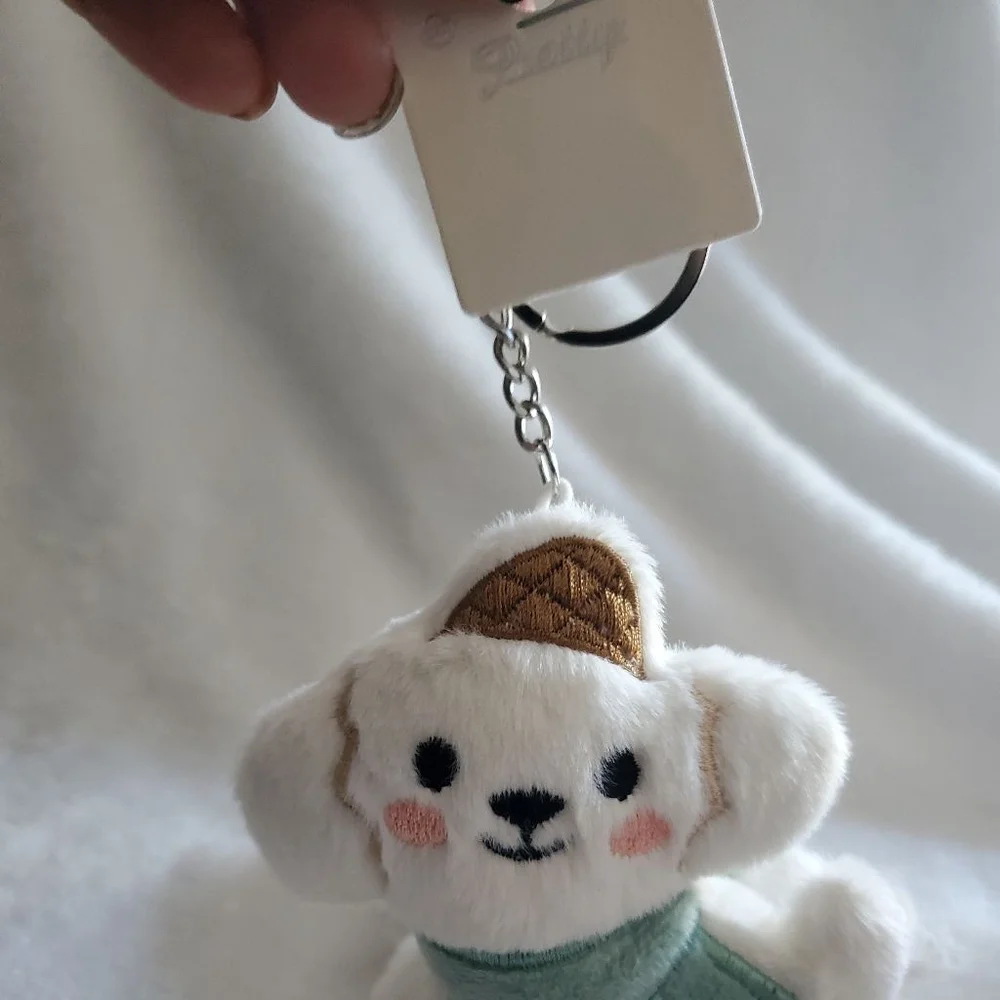 Barf Barf! Stuffed Animal White Green Dog Keychain or bag charm